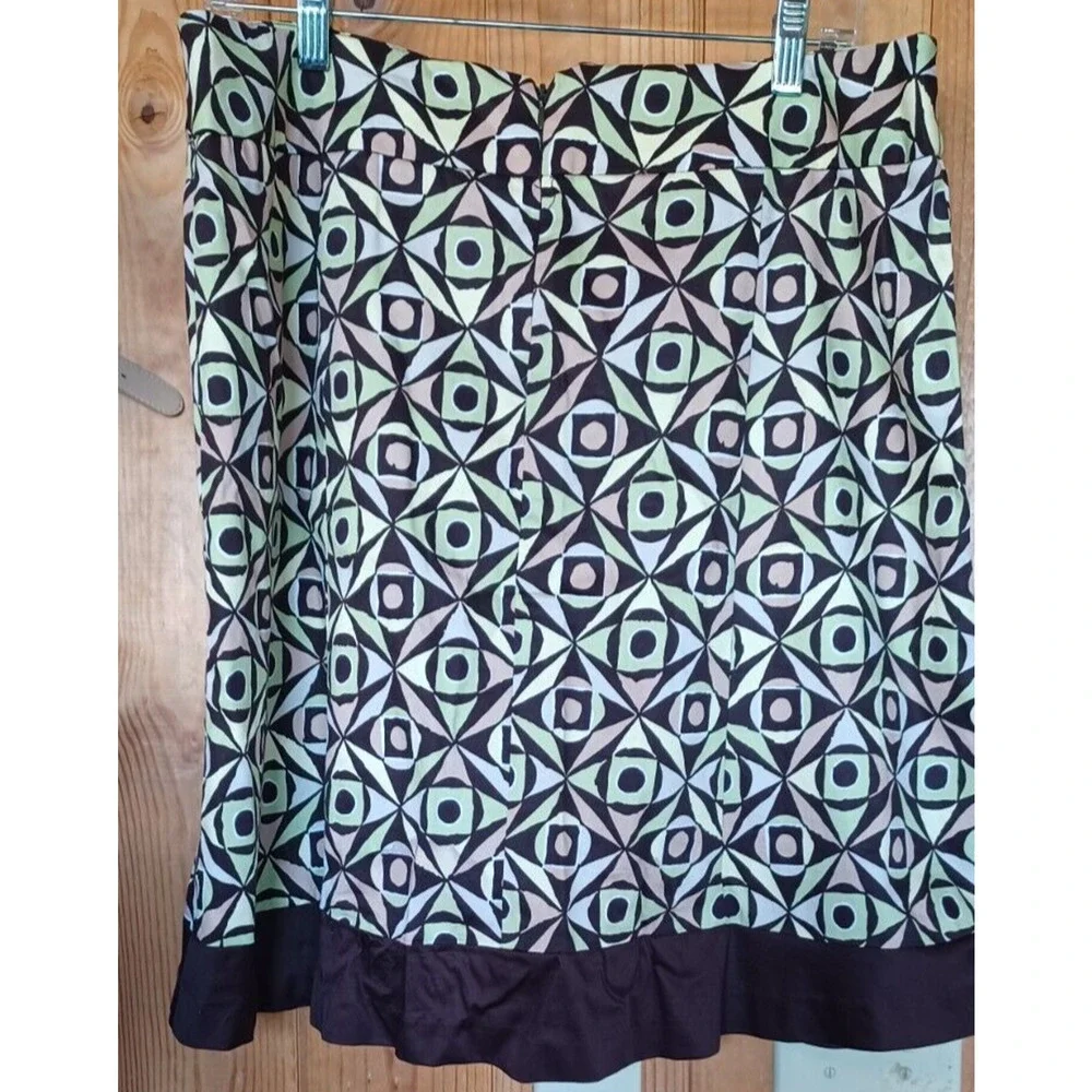 SHAZDEH FASHIONS Women's Skirt Size 14P Knee Length Zip up Brown Lime green Y2K